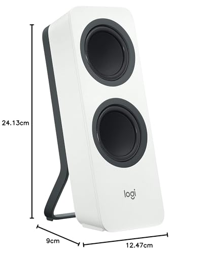 Logitech Z207 Kabelloser PC-Lautsprecher, Bluetooth, Stereo Sound, 10 Watt Spitzenleistung, 3,5 mm Eingang, Kopfhörerbuchse, Easy-Switch Feature, EU Stecker, PC/TV/Tablet/Handy - Weiß