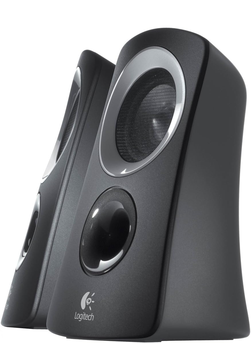 Logitech Z313 2.1 Lautsprecher-System mit Subwoofer, 50 Watt Spitzenleistung, 3.5 mm Eingang, Kopfhörerbuchse, Bedienelemente am Steuergerät, EU Stecker, PC/TV/Tablet/Handy - Schwarz