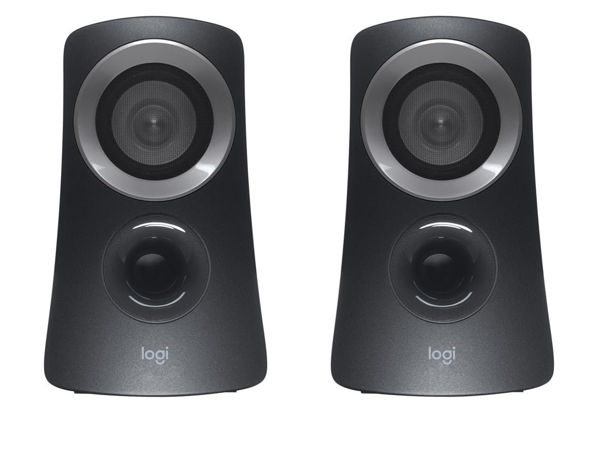 Logitech Z313 2.1 Lautsprecher-System mit Subwoofer, 50 Watt Spitzenleistung, 3.5 mm Eingang, Kopfhörerbuchse, Bedienelemente am Steuergerät, EU Stecker, PC/TV/Tablet/Handy - Schwarz