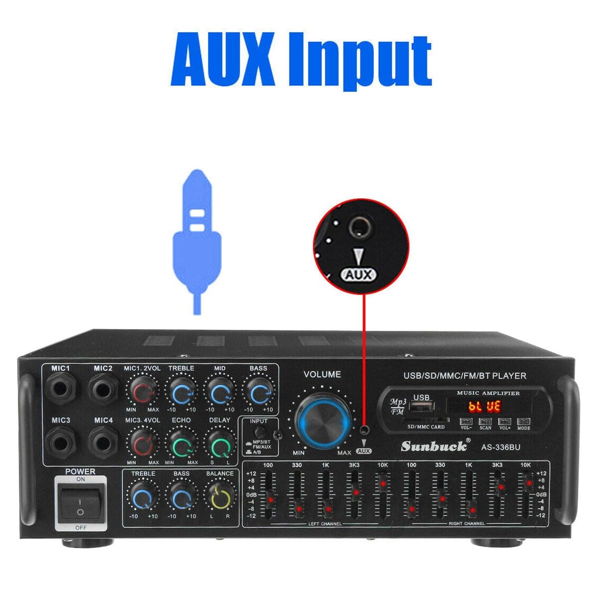 Areyourshop Hifi VerstÀrker Stereo pa endstufe mit Bluetooth 5.0 2000W Audio Receiver Karaoke FM USB SD AUX, VorverstÀrker Hifi 5-Band-EQ-Mixer, 4 Mikr, VerstÀrker mit Boxen, Tuner Hifi Stereo
