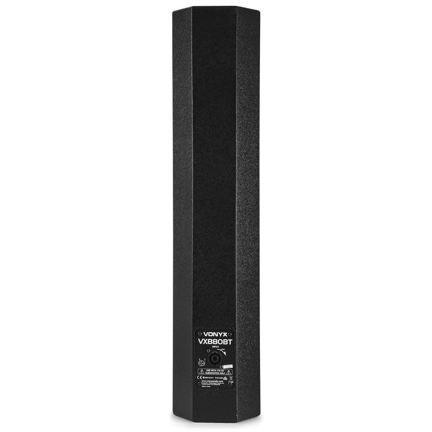 Vonyx VX880BT - Mobile PA Anlage Komplettset 2.1, Aktive Lautsprecher Boxen, 800 Watt DJ Boxen Set mit Stativen, MIC, Bluetooth, USB, SD, MP3 - PA Lautsprecher Aktiv Boxen, Musik Anlage - Schwarz