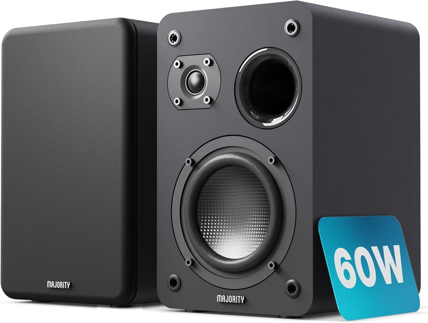 MAJORITY D70X Lautsprecher Boxen | 2 x 30W Regallautsprecher Passiv | HiFi Lautsprecher Doppeltreibern Lautsprechermembranen aus Kohlefaser | DJ Boxen 6ฮฉ Impedanz & 40HZ-20KHZ Frequenzgang (Schwarz)