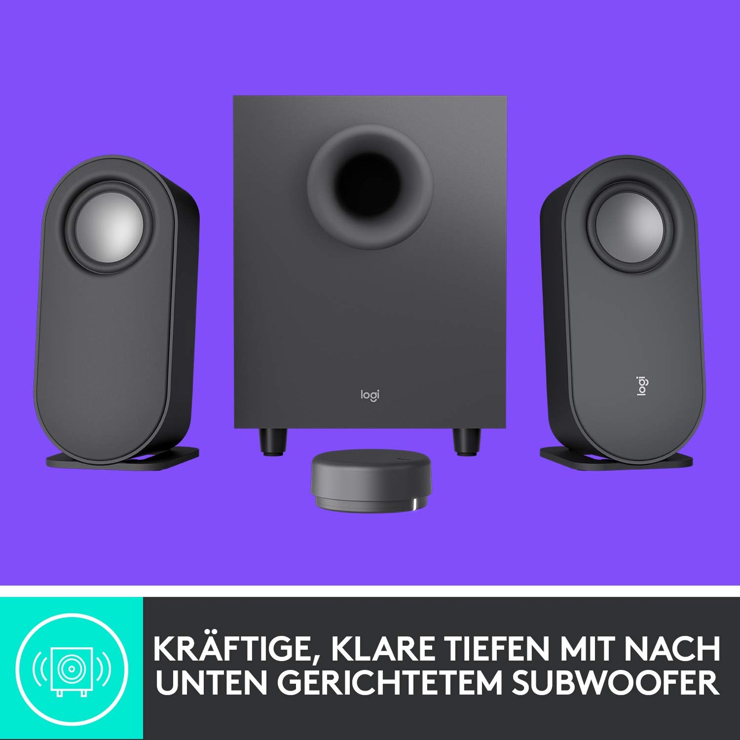 Logitech Z407 Bluetooth-Computerlautsprecher mit Subwoofer und kabelloser Steuerung, raumfüllendem Sound, Premium-Audio mit mehreren Eingängen, USB-Lautsprechern - Graphit
