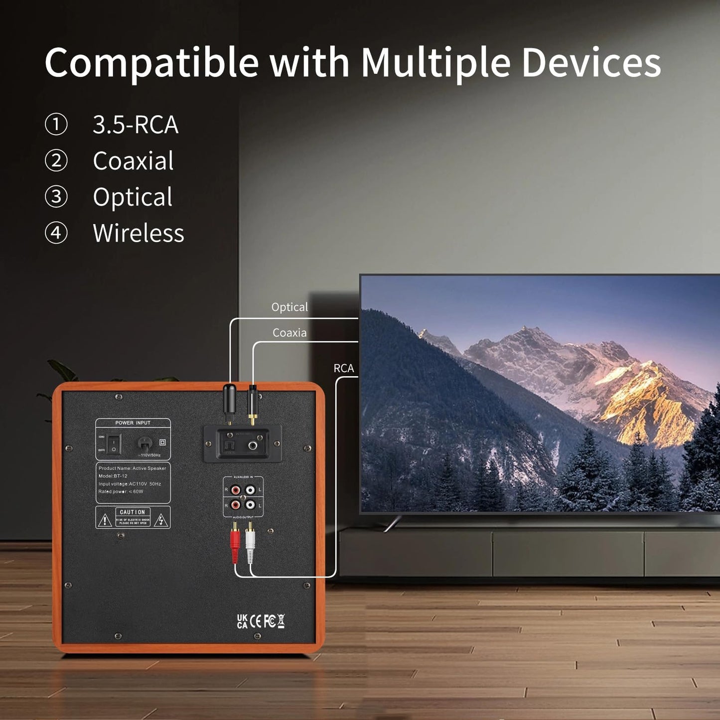 Elimavi PC Lautsprecher mit Subwoofer, 2.1 Soundsystem with Dual Satellites, TV Soundsystem mit 6,5″ Woofer, 1″ Hochtöner und 3″ Mitteltöner, EU-/Deutscher Stecker, Multiple Audio Inputs
