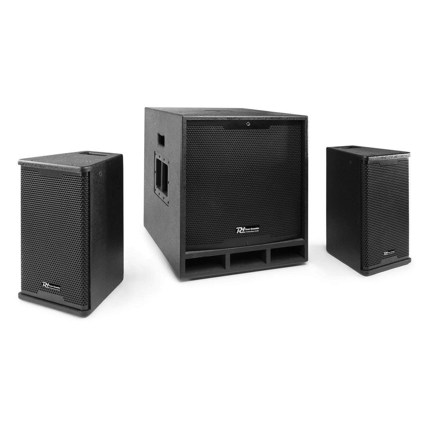 Power Dynamics Combo 1200 - PA Lautsprecher 2.1 DJ Boxen Set, 12 Zoll aktiv Subwoofer, 6,5 Zoll Topteile, Bluetooth, Mobile PA Anlage Komplettset - 1200 Watt - DJ Anlage