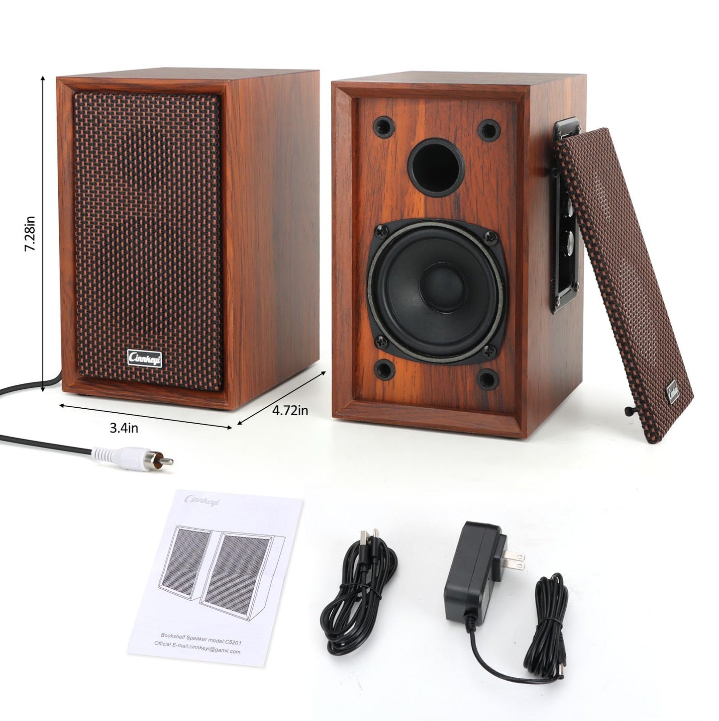 cinnkeyi 2.0 PC-Lautsprecher 40W aus Holz – Kräftiger Bass, Hi-Fi Stereo Sound, USB/Bluetooth, DSP Audio, Desktop Lautsprecher für Laptop & Computer (5201-EU)