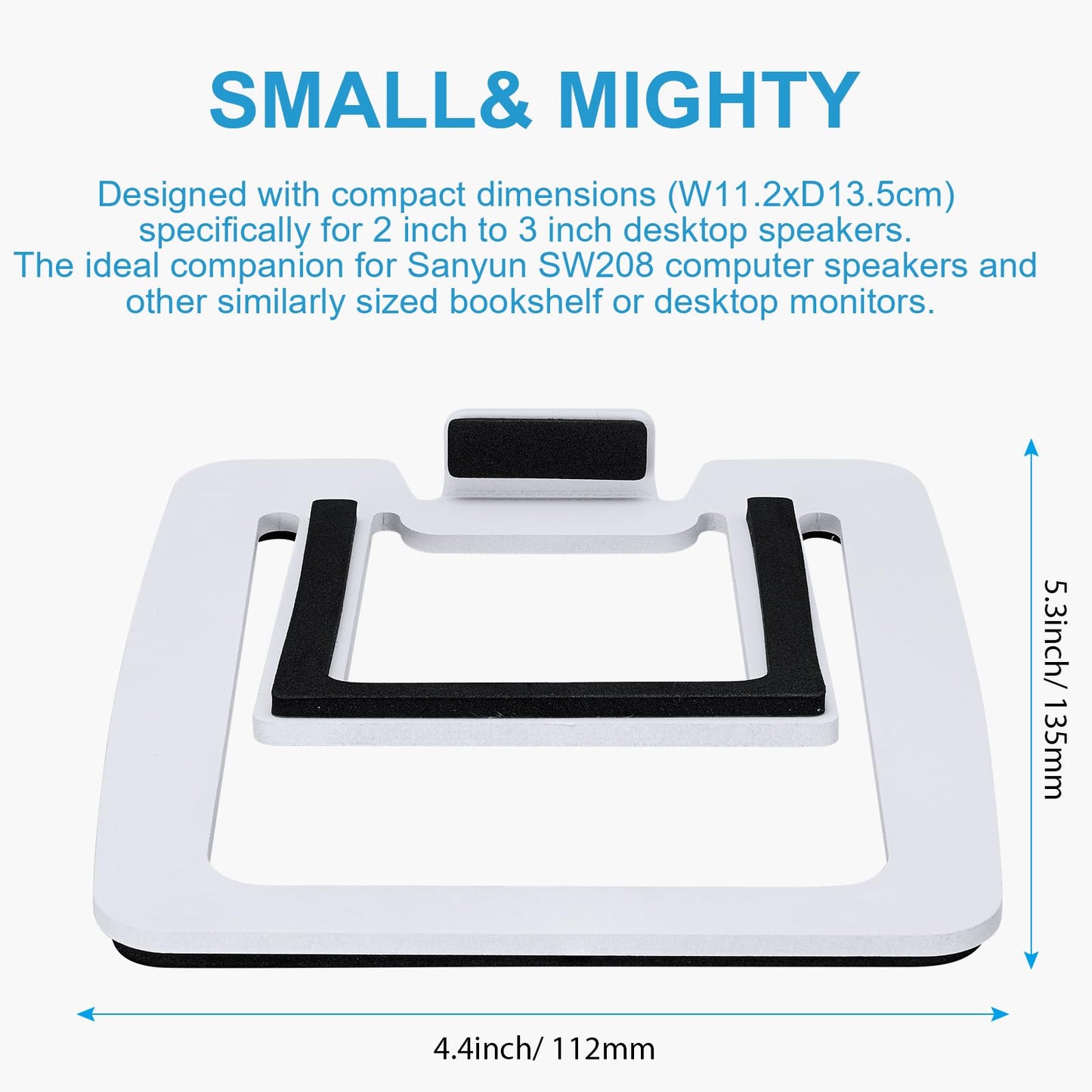 Sanyun SW601 Metall Desktop Lautsprecher Ständer für 3inch Lautsprecher, geneigte Steeal für Computer PC Tischmonitor Lautsprecher, weiß (Paar)