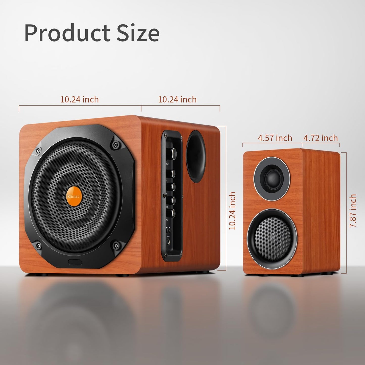 Elimavi PC Lautsprecher mit Subwoofer, 2.1 Soundsystem with Dual Satellites, TV Soundsystem mit 6,5″ Woofer, 1″ Hochtöner und 3″ Mitteltöner, EU-/Deutscher Stecker, Multiple Audio Inputs