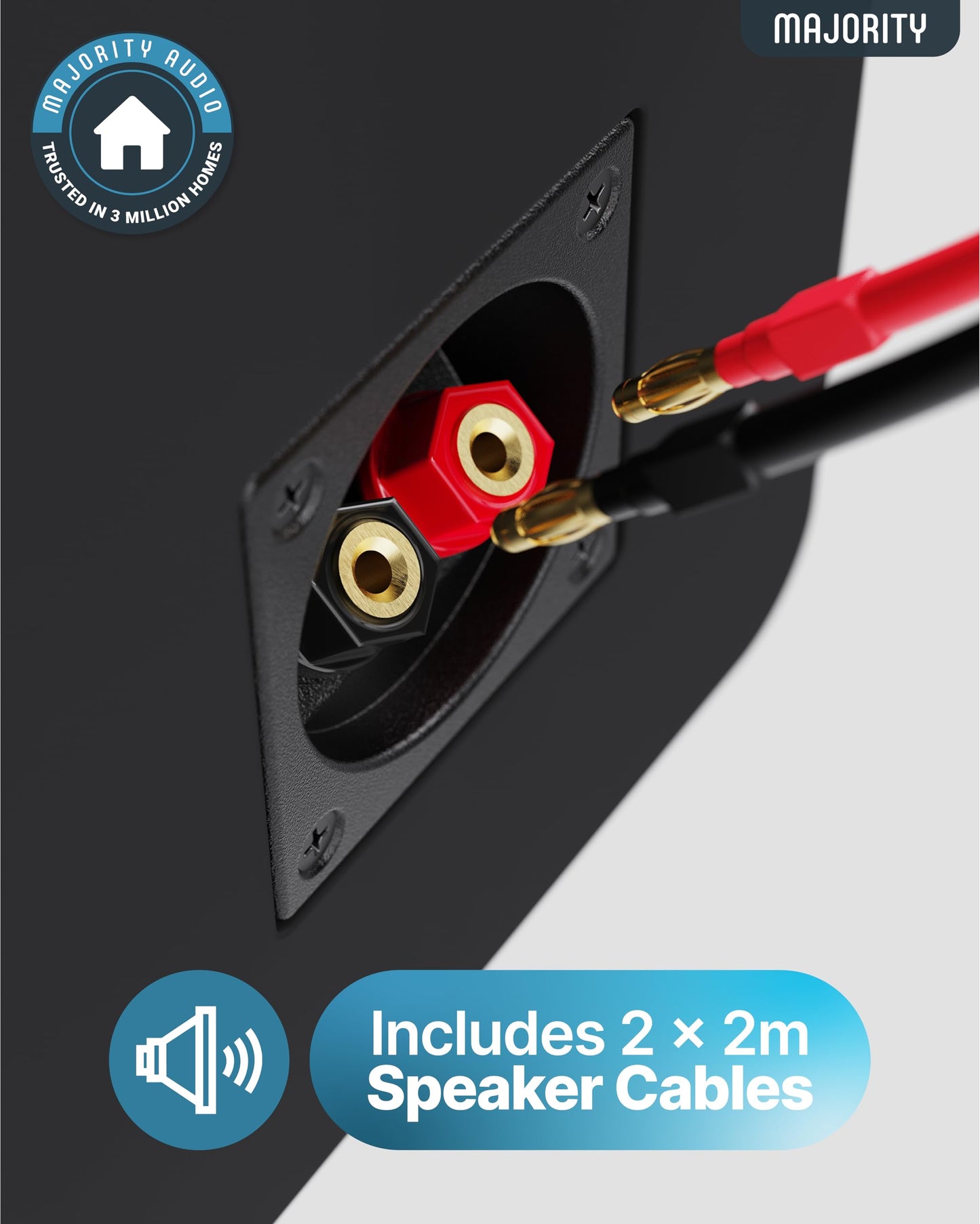 MAJORITY D70X Lautsprecher Boxen | 2 x 30W Regallautsprecher Passiv | HiFi Lautsprecher Doppeltreibern Lautsprechermembranen aus Kohlefaser | DJ Boxen 6ฮฉ Impedanz & 40HZ-20KHZ Frequenzgang (Schwarz)