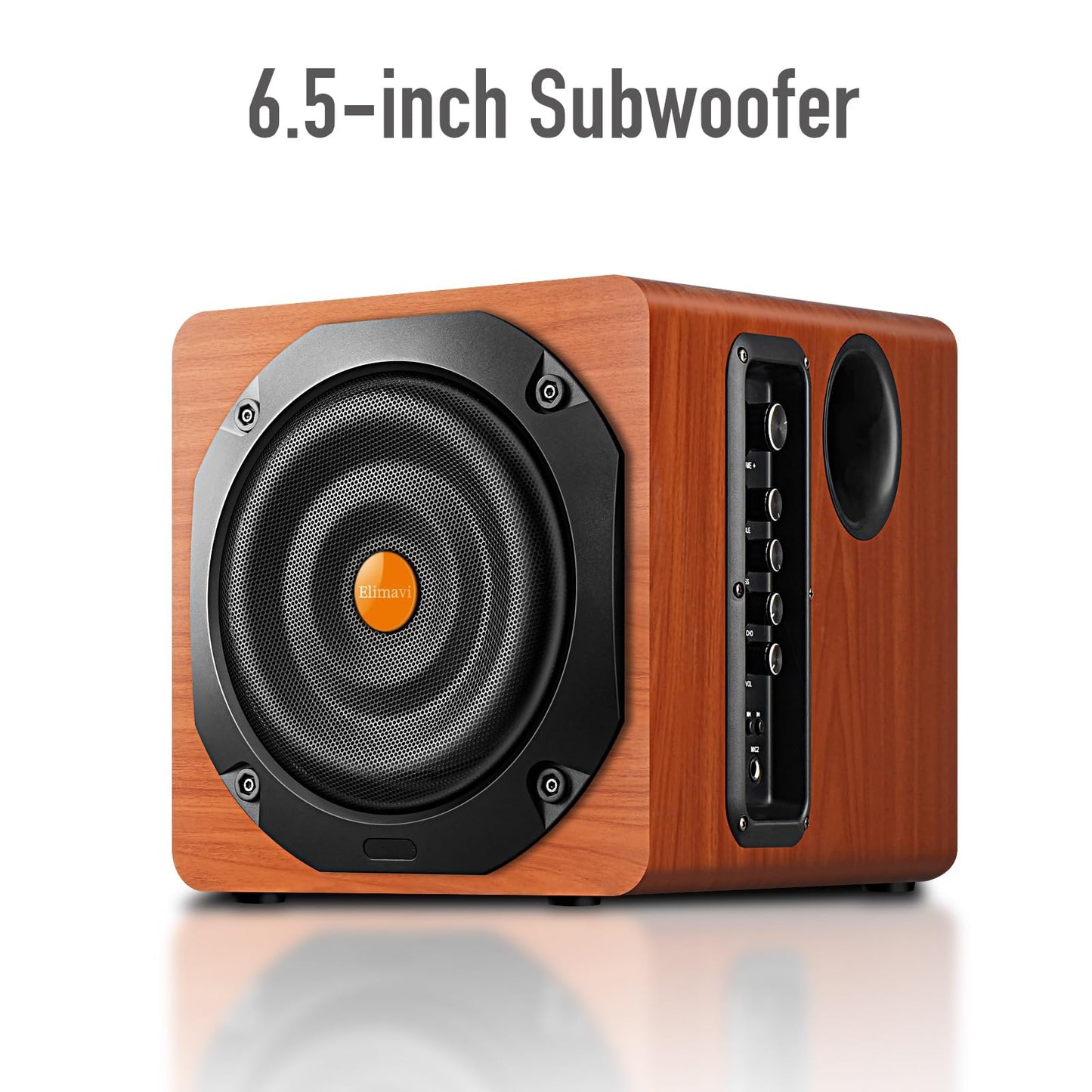 Elimavi PC Lautsprecher mit Subwoofer, 2.1 Soundsystem with Dual Satellites, TV Soundsystem mit 6,5″ Woofer, 1″ Hochtöner und 3″ Mitteltöner, EU-/Deutscher Stecker, Multiple Audio Inputs