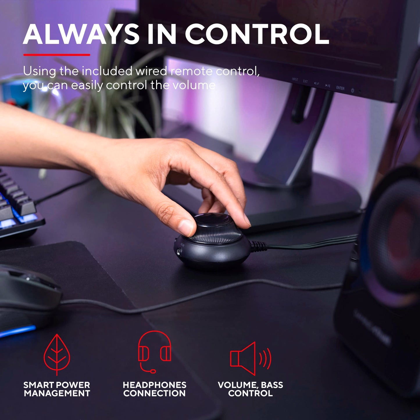 Trust Gaming GXT 38 2.1 Gaming Lautsprechersystem mit Subwoofer (für Smartphone/PC- Tablet, 120 Watt), 19023, Schwarz/Rot