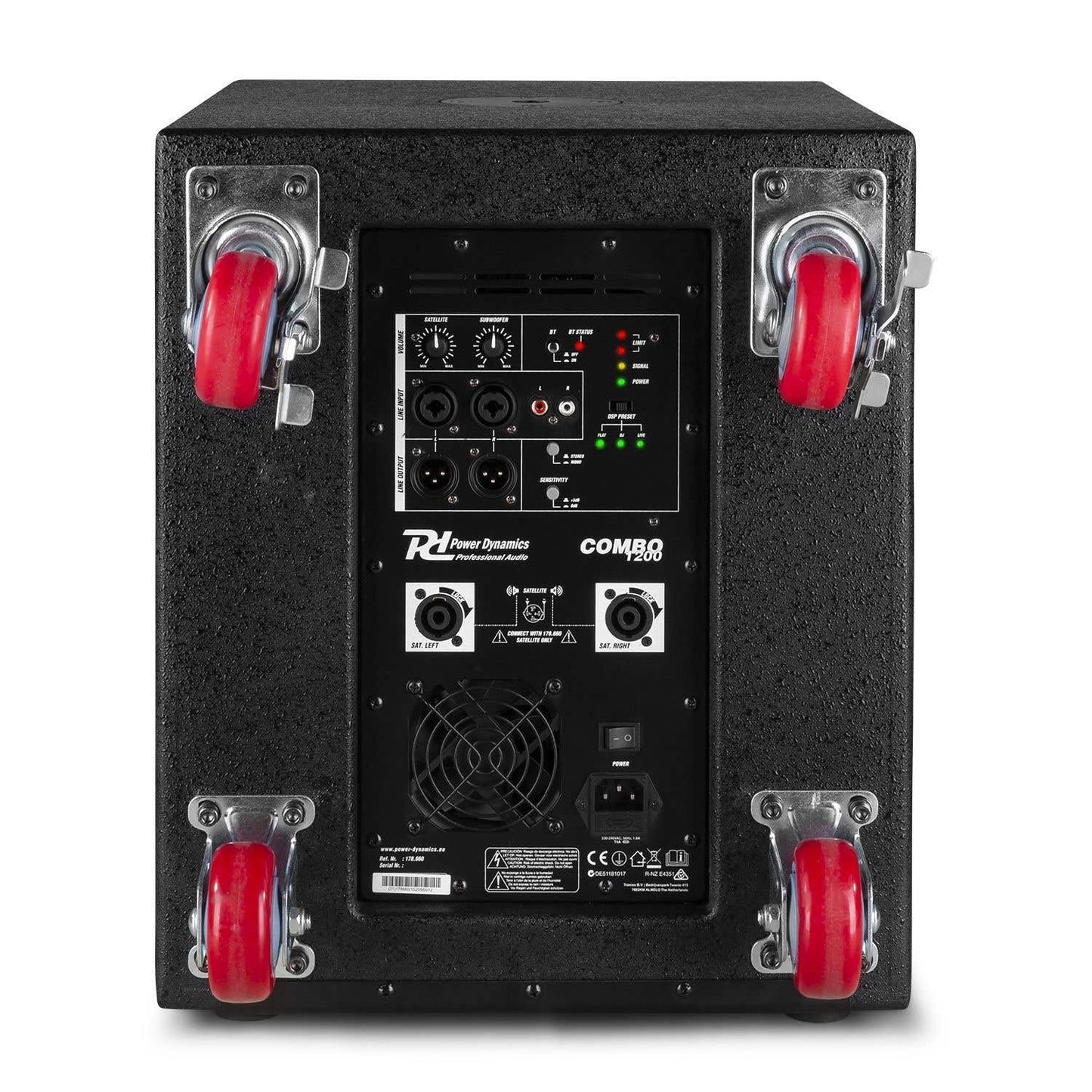 Power Dynamics Combo 1200 - PA Lautsprecher 2.1 DJ Boxen Set, 12 Zoll aktiv Subwoofer, 6,5 Zoll Topteile, Bluetooth, Mobile PA Anlage Komplettset - 1200 Watt - DJ Anlage