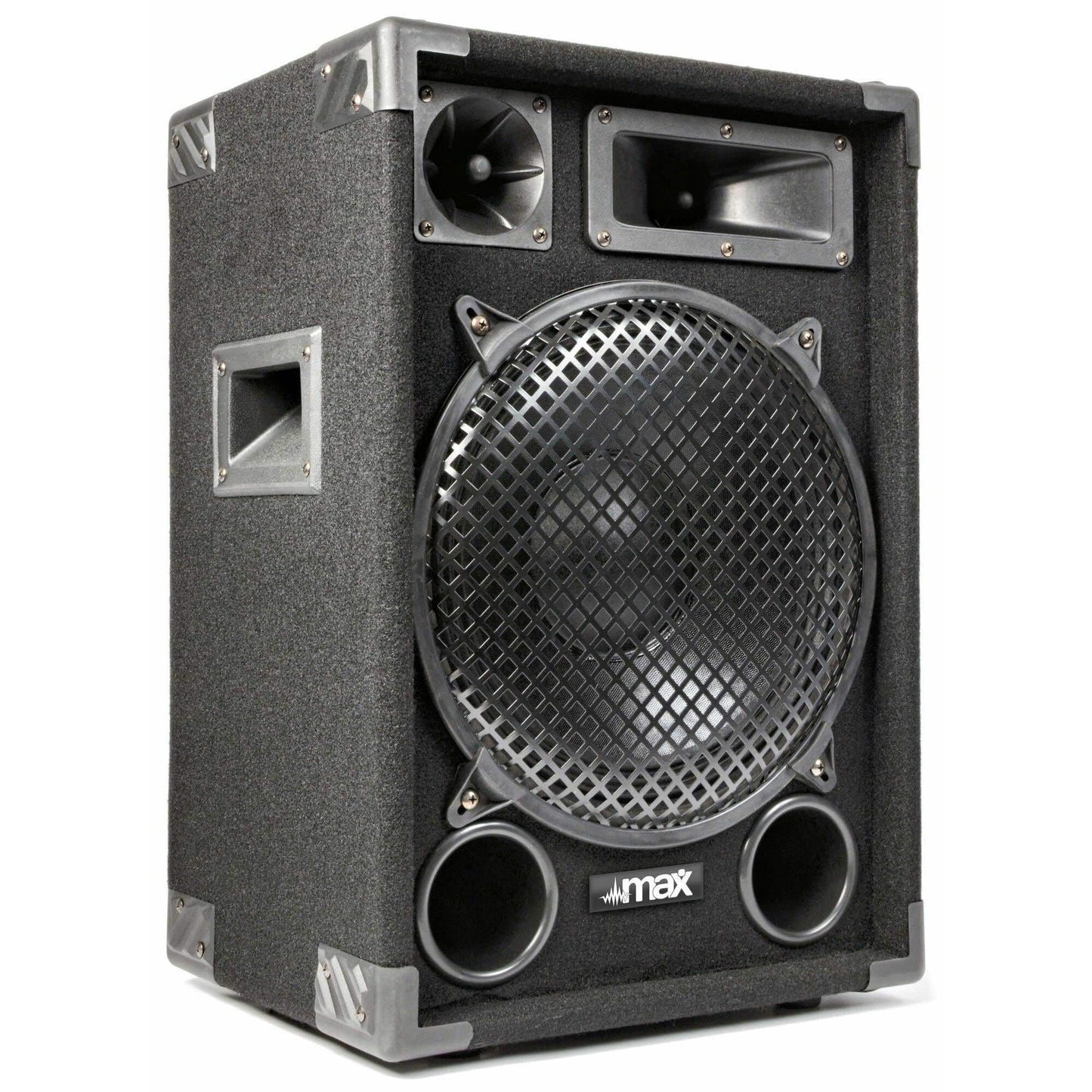 MAX12 DJ Komplettset PA Anlage - 1400 W, 2X 12″ Lautsprecher inkl. Verstärker, Mischpult & Mikrofon, MP3 USB/SD Player, AUX & Phono-Eingänge – Mobile Musikanlage für Party, Events & Karaoke Anlage