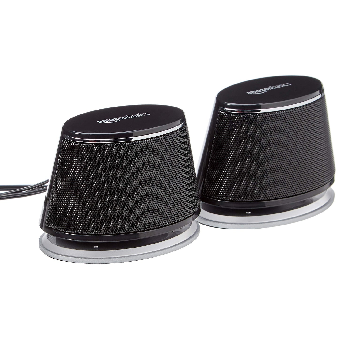 Amazon Basics - PC-Lautsprecher mit dynamischem Sound, USB-Betrieb, Schwarz, 1 Paar & Gaming-Mauspad