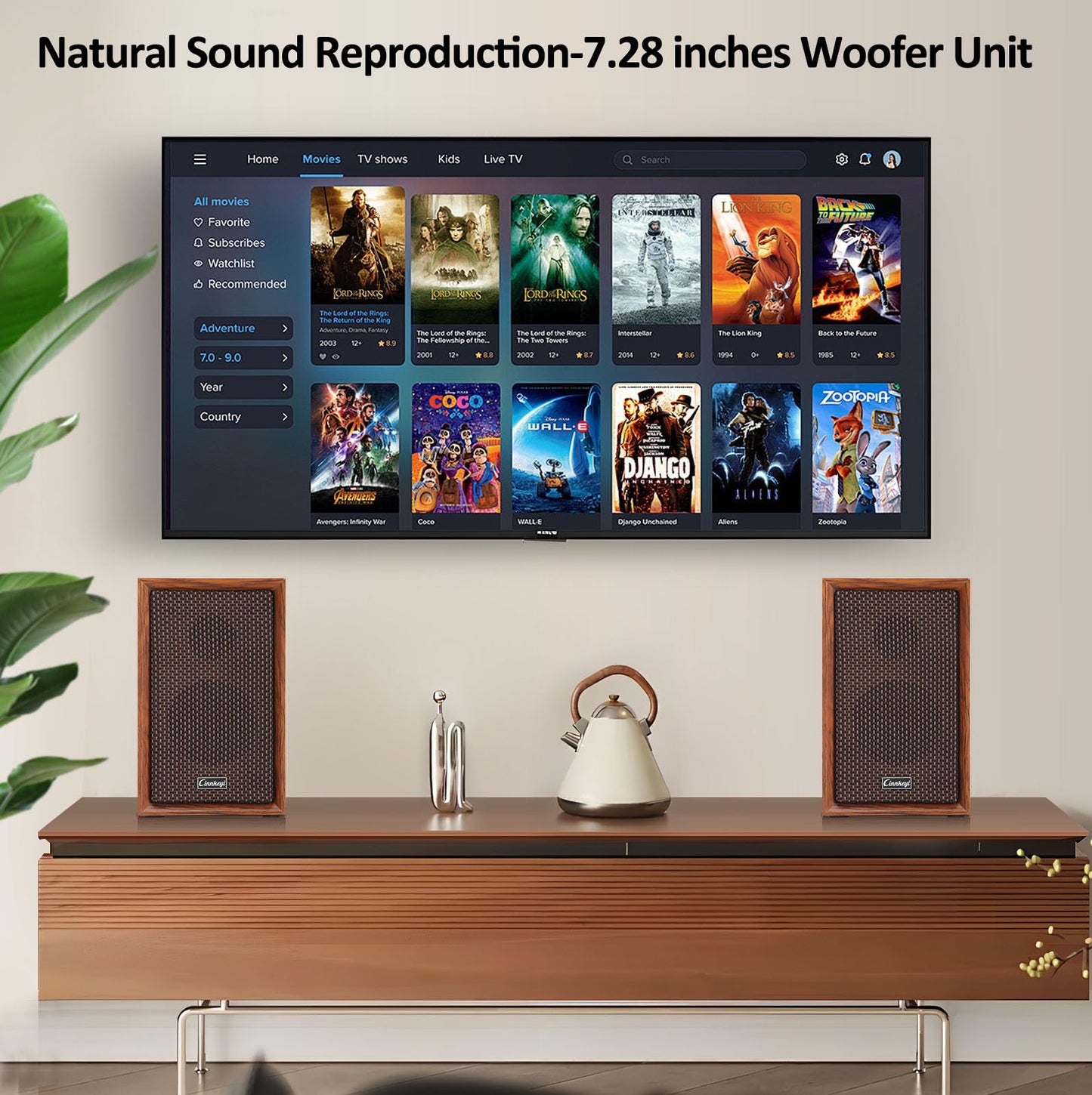 cinnkeyi 2.0 PC-Lautsprecher 40W aus Holz – Kräftiger Bass, Hi-Fi Stereo Sound, USB/Bluetooth, DSP Audio, Desktop Lautsprecher für Laptop & Computer (5201-EU)