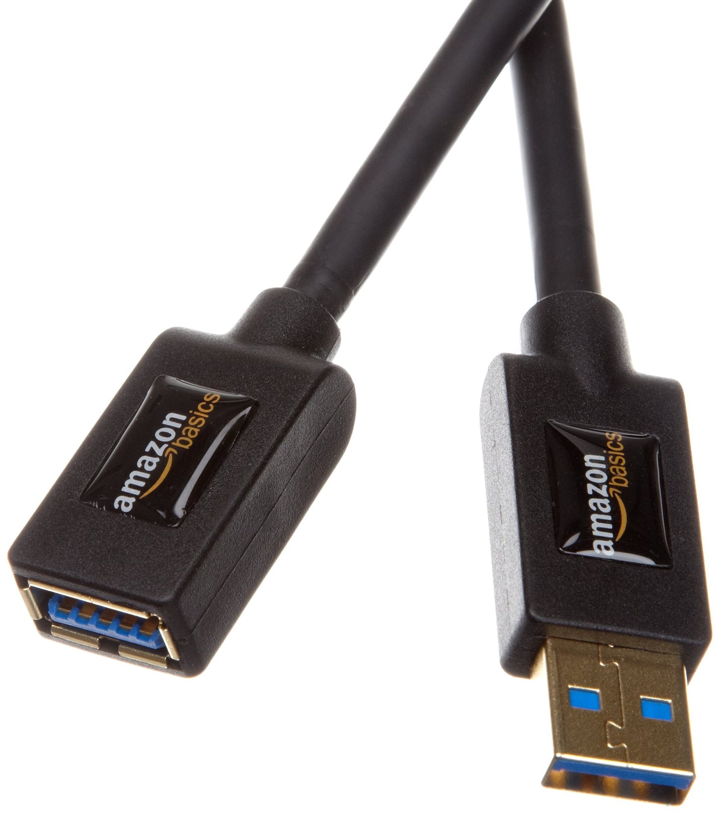 Amazon Basics - PC-Lautsprecher mit dynamischem Sound, USB-Betrieb, Schwarz, 1 Paar & USB 3.0-Verlängerungskabel (A-Stecker auf A-Buchse) 3 m (Abwärtskompatibilität zu USB 2.0 und 1.1)
