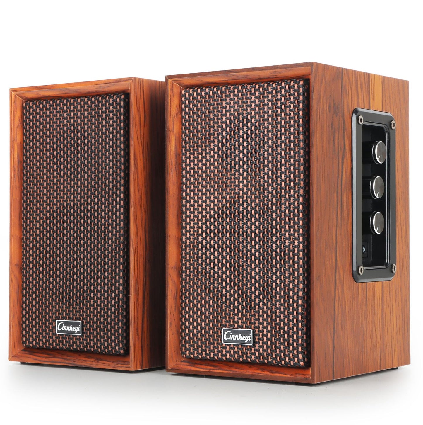 cinnkeyi 2.0 PC-Lautsprecher 40W aus Holz – Kräftiger Bass, Hi-Fi Stereo Sound, USB/Bluetooth, DSP Audio, Desktop Lautsprecher für Laptop & Computer (5201-EU)