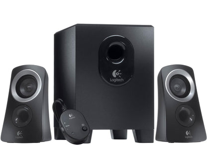 Logitech Z313 2.1 Lautsprecher-System mit Subwoofer, 50 Watt Spitzenleistung, 3.5 mm Eingang, Kopfhörerbuchse, Bedienelemente am Steuergerät, EU Stecker, PC/TV/Tablet/Handy - Schwarz