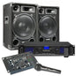 MAX12 DJ Komplettset PA Anlage - 1400 W, 2X 12″ Lautsprecher inkl. Verstärker, Mischpult & Mikrofon, MP3 USB/SD Player, AUX & Phono-Eingänge – Mobile Musikanlage für Party, Events & Karaoke Anlage