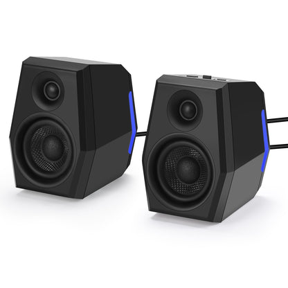 Sanyun SW209 36W 2.0 Computer Gaming PC Multimedia Lautsprecher, Mehrfacher EQ-Sound-Modus, Bluetooth 5.0 USB 3.5mm Aux Eingänge, RGB-Leuchten, für Laptop Desktop Monitor (Paar, Schwarz)