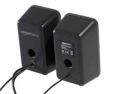 Amazon Basics Computer-Lautsprecher für Schreibtisch oder Laptop , AC-Betrieb (EU-Version), 2 Stück, Schwarz