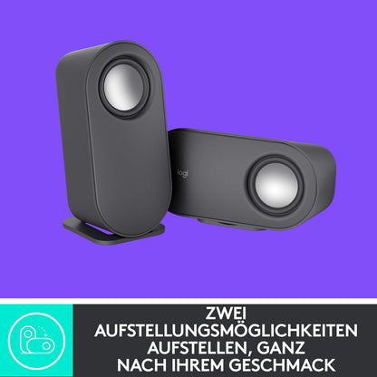 Logitech Z407 Bluetooth-Computerlautsprecher mit Subwoofer und kabelloser Steuerung, raumfüllendem Sound, Premium-Audio mit mehreren Eingängen, USB-Lautsprechern - Graphit