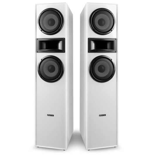Fenton SHF700W - HiFi Lautsprecher Stereo Set für Ihre Heimkino HiFi Anlage, 400 Watt Standlautsprecher Paar, Passive Lautsprecher Boxen für TV, Stereo- und Surround-Sound-Systeme - Weiß