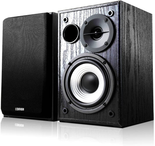 Edifier R980T Aktive 2.0 Lautsprechersystem Paar (24 Watt), 4" PC Regallautsprecher Studio Monitore für Computer --Schwarz