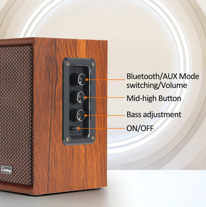 cinnkeyi 2.0 PC-Lautsprecher 40W aus Holz – Kräftiger Bass, Hi-Fi Stereo Sound, USB/Bluetooth, DSP Audio, Desktop Lautsprecher für Laptop & Computer (5201-EU)
