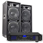 MAX210 PA Anlage Set – 2000W Bluetooth Verstärker & 2x DJ Lautsprecher, USB/SD, Fernbedienung, Plug & Play Musikanlage