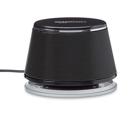 Amazon Basics Stereo-2.0-Lautsprecher für PC oder Laptop, 3,5-mm-AUX-Eingang, USB-Stromversorgung, 1 Paire, Schwarz